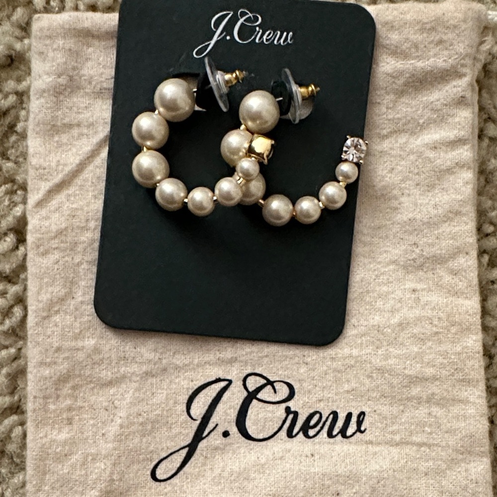 J. Crew Gold and Pearl Beaded Earrings